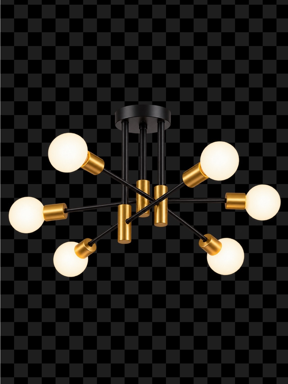 Modern Black and Gold 6-Light Ceiling Chandelier - Elegant Home Party Lighting